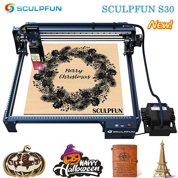 SCULPFUN S30/S30 Pro/S30 Pro Max Laser Engraver 5W/10W/20W Automatic  Air-assist System Laser Engraving 410x400mm Engraving Area