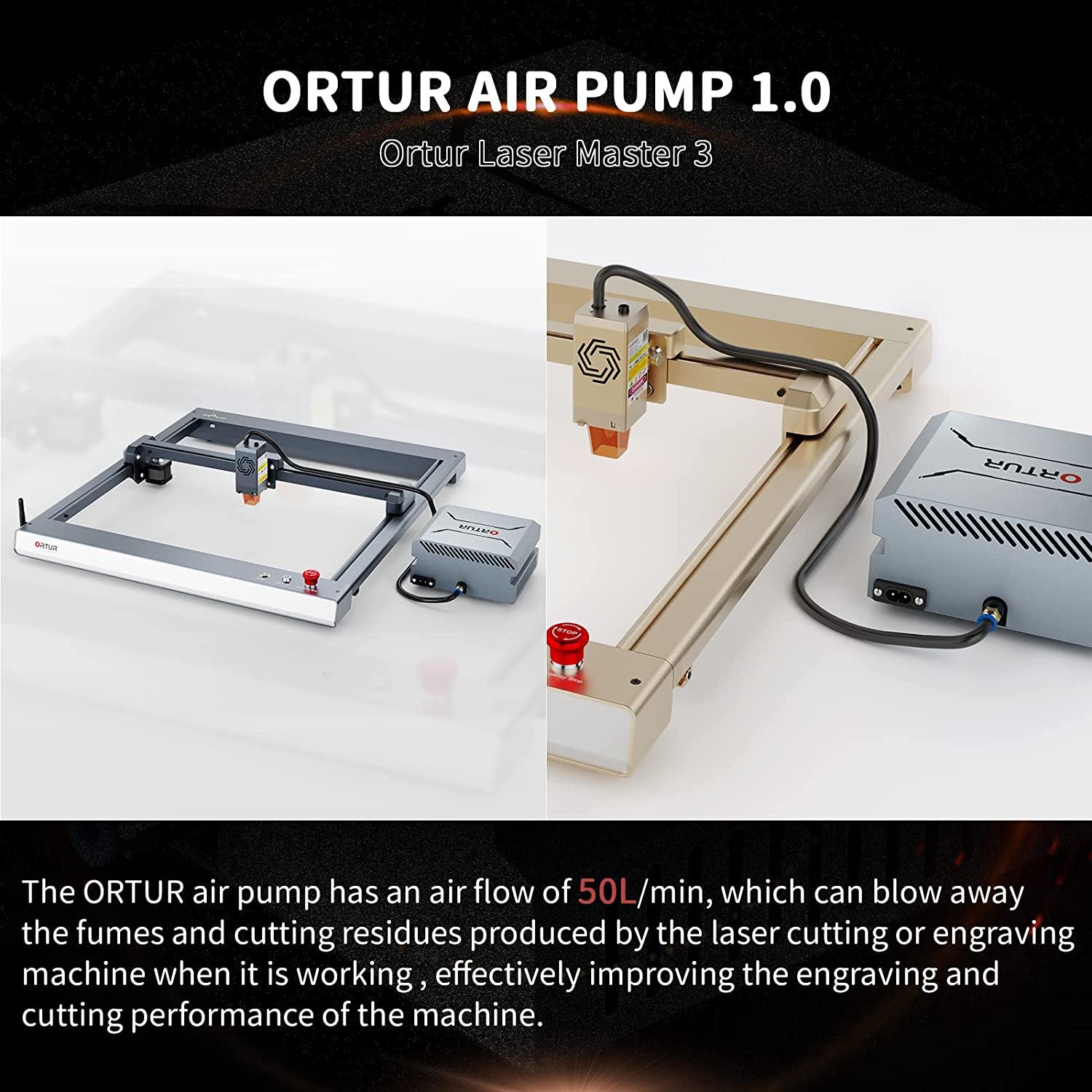 Universal Laser Air Assist Pump Air Compressor 50L/Min Ortur Aufero Laser  Cutting Engraving Machine Adjustable Speed Low Noise