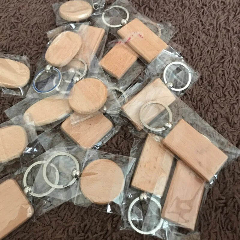 20Pack Wood Blank Keychains with Leather Strap, Tideme Walnut Keychains  Blank Engraving Blanks for DIY Personalized Key Tags