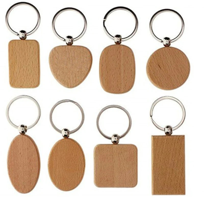 Wood Keychain Blanks, 2.08 Inch x 1.26 Inch Engraving Blanks Key Chain Tag  50Pcs